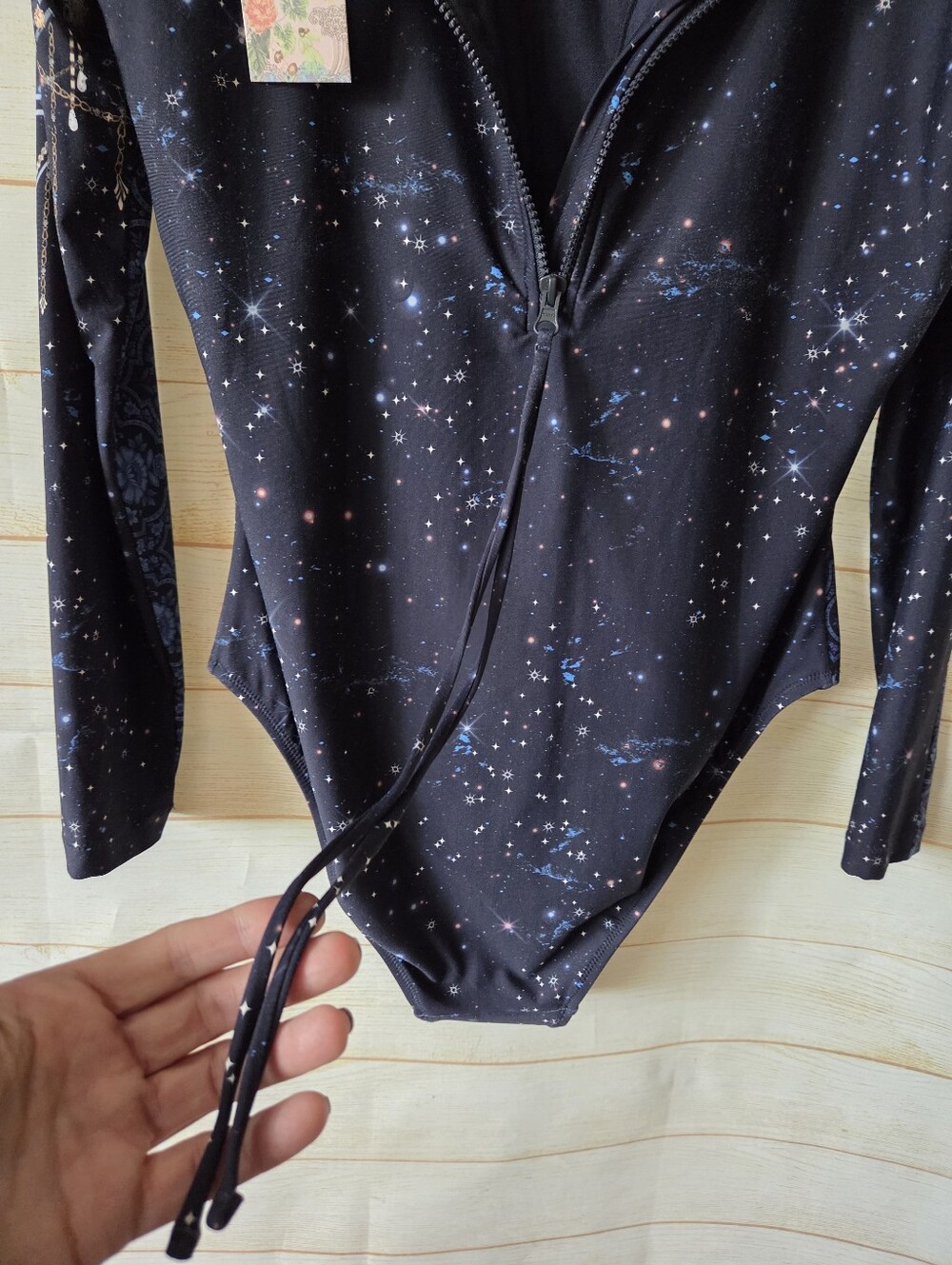 Johnny Was Supernova Surf One Piece Long Sleeve Swimsuit Rashguard Blue Size XL - Picture 9 of 13